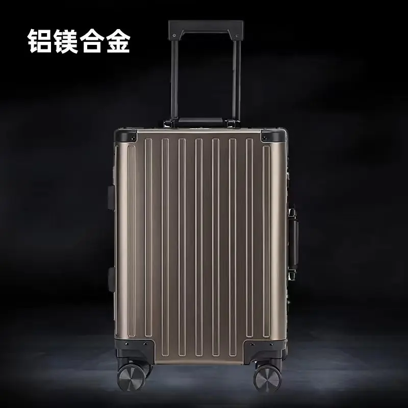 PLUENLI All-Aluminum Magnesium Alloy Luggage Men's and Women's Aluminum Frame Universal Wheel Trolley Case Boarding Travel Metal