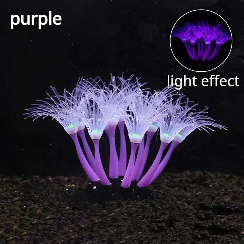 Vibrant Silicone Coral Aquarium Decoration - Fluorescent Aquatic Plant Ornament