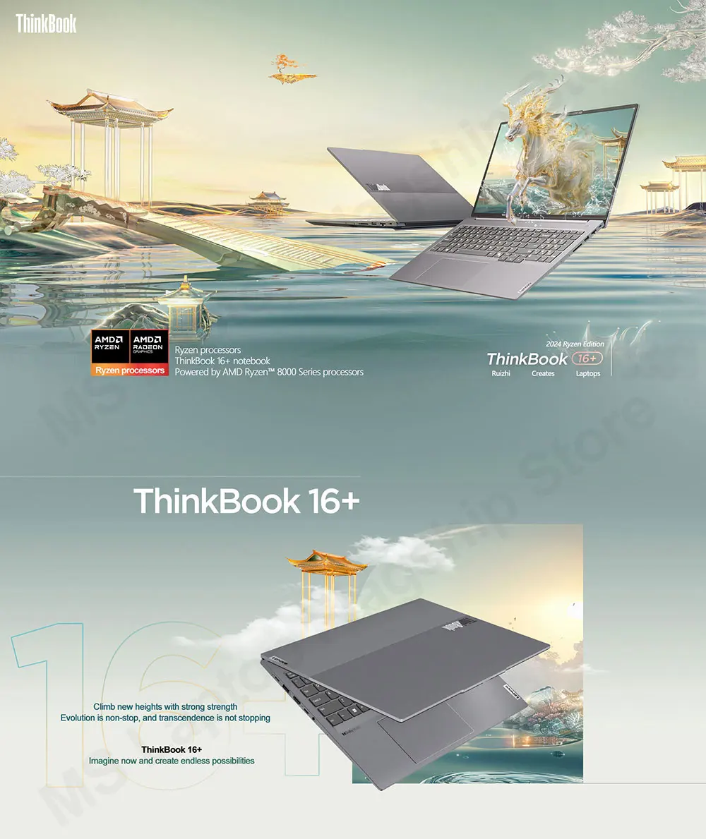 2024 Lenovo ThinkBook 16+ Laptop AMD R7-8845H Radeon 780M 16GB/32GB LPDDR5x RAM 1TB/2TB SSD 16inches 2.5K 120Hz Screen Notebook 1