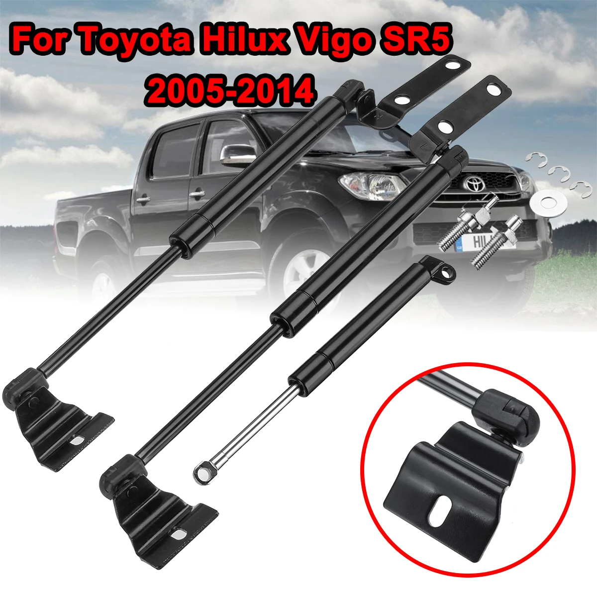 

3pcs Car Front Bonnet + Tailgate Gas Lift Support Struts Bars Support Rod For Toyota Hilux Vigo SR5 2005-2014 Car Accessories