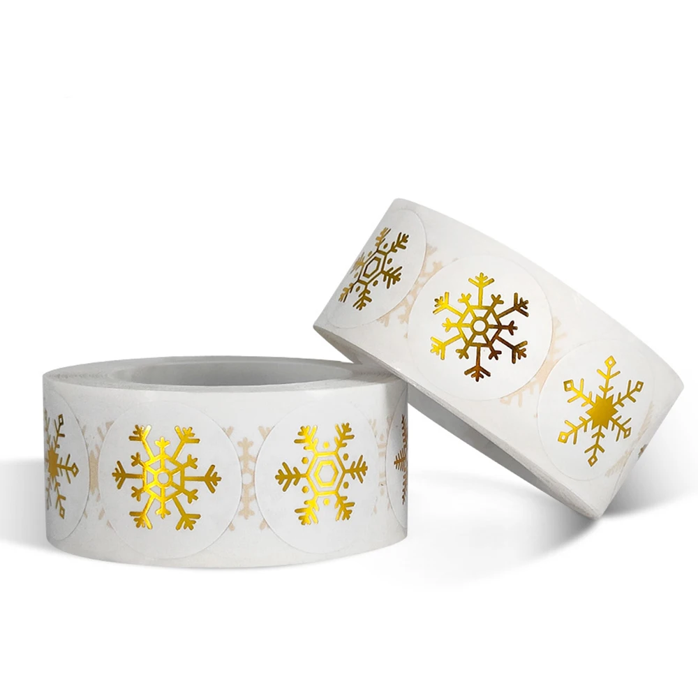 Christmas Stickers 50-500Pcs Gold Snowflake Candy Bag Envelopes Sealing Label Gifts Box Decorations decorative stickers,self adhesive stickers,paper stickers,adhesive stickers,decorative labels stickers,gift box stickers