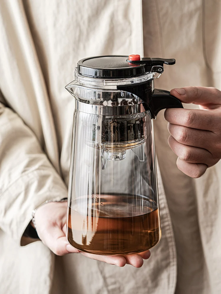 Portable Glass Teapots with One Button, Tea Separation Kettle, Household Tea Maker, High Temperature Resistance, Sets