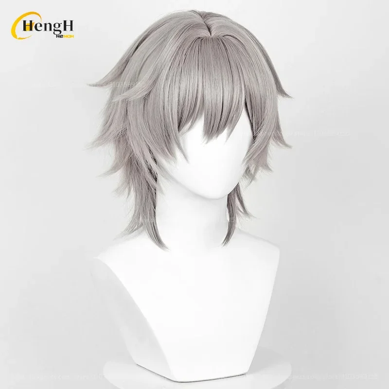 In Stock Hinomori Shiho Synthetic Wig Anime Short 36cm Light Gray