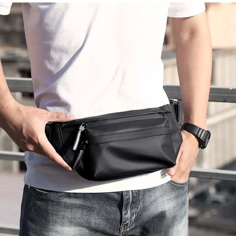 Men Fanny Pack Hip Waist Belt Bag Purse Waterproof Nylon Travel Multi-Pocket Fashion Male Money Pouch Sling Chest Pack Bum Bags