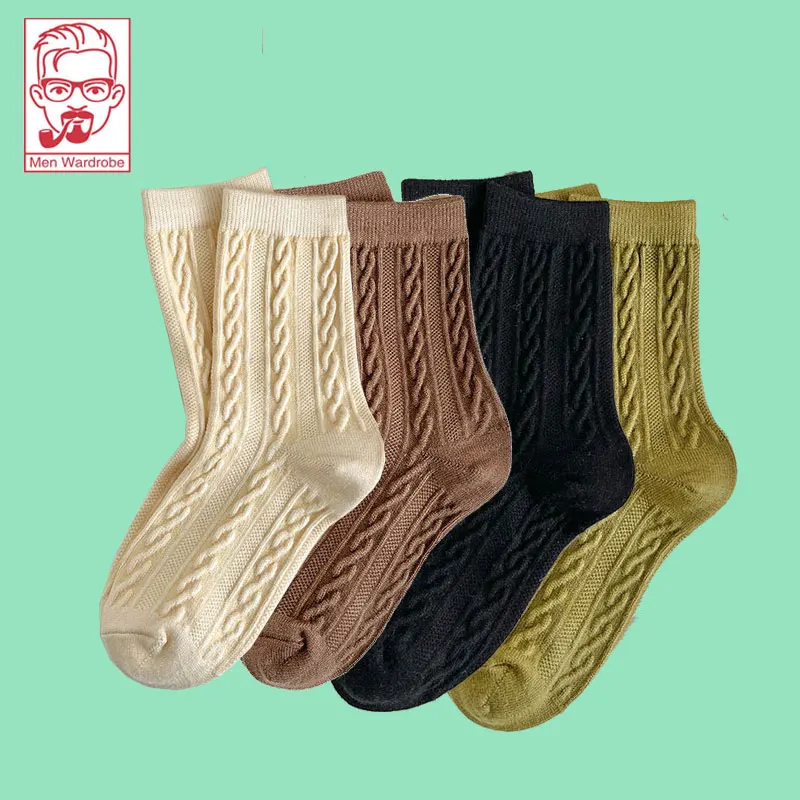 

Japanese Fleece Socks For Women Autumn And Winter Trend Solid Color Simple Warm Sleep Month Thickened Mid-Tube Pile Socks