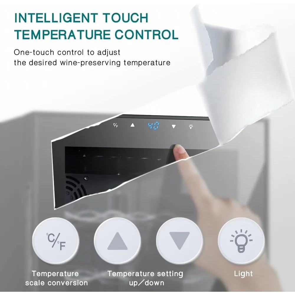 18 Bottle Compressor Wine Cooler Refrigerator,Small Freestanding Wine Fridge,40-66F Digital Temperature Control Glass Door 4