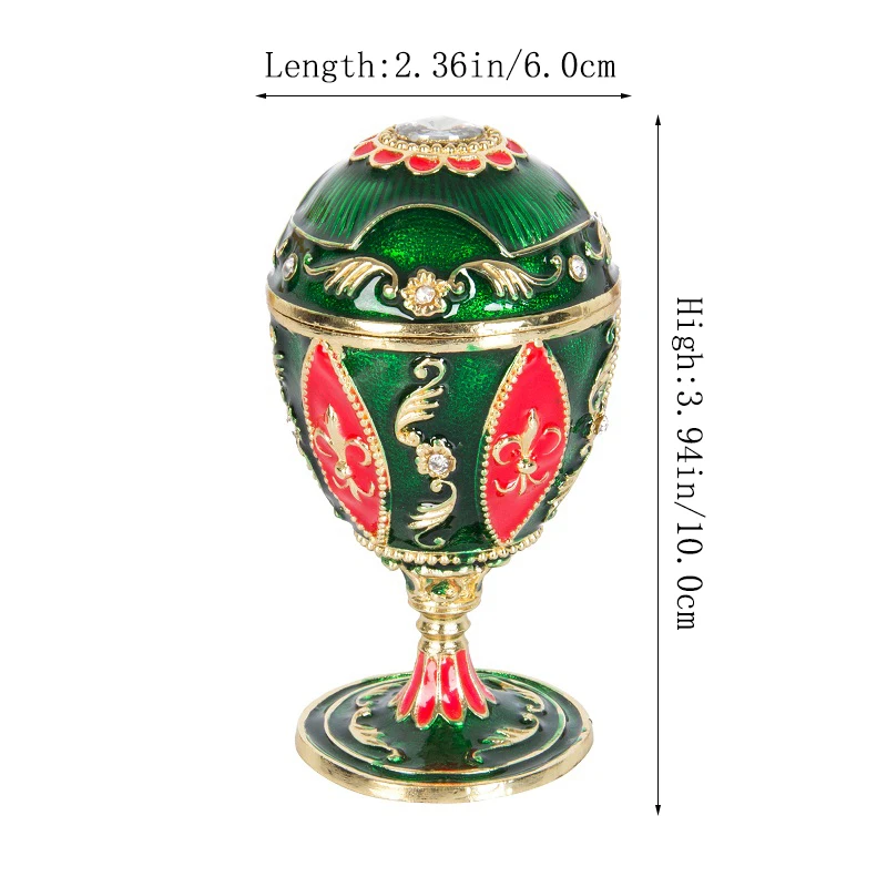 Qifu Nuovo Arriva Verde Faberge Egg Trinket Box Per La Decorazione