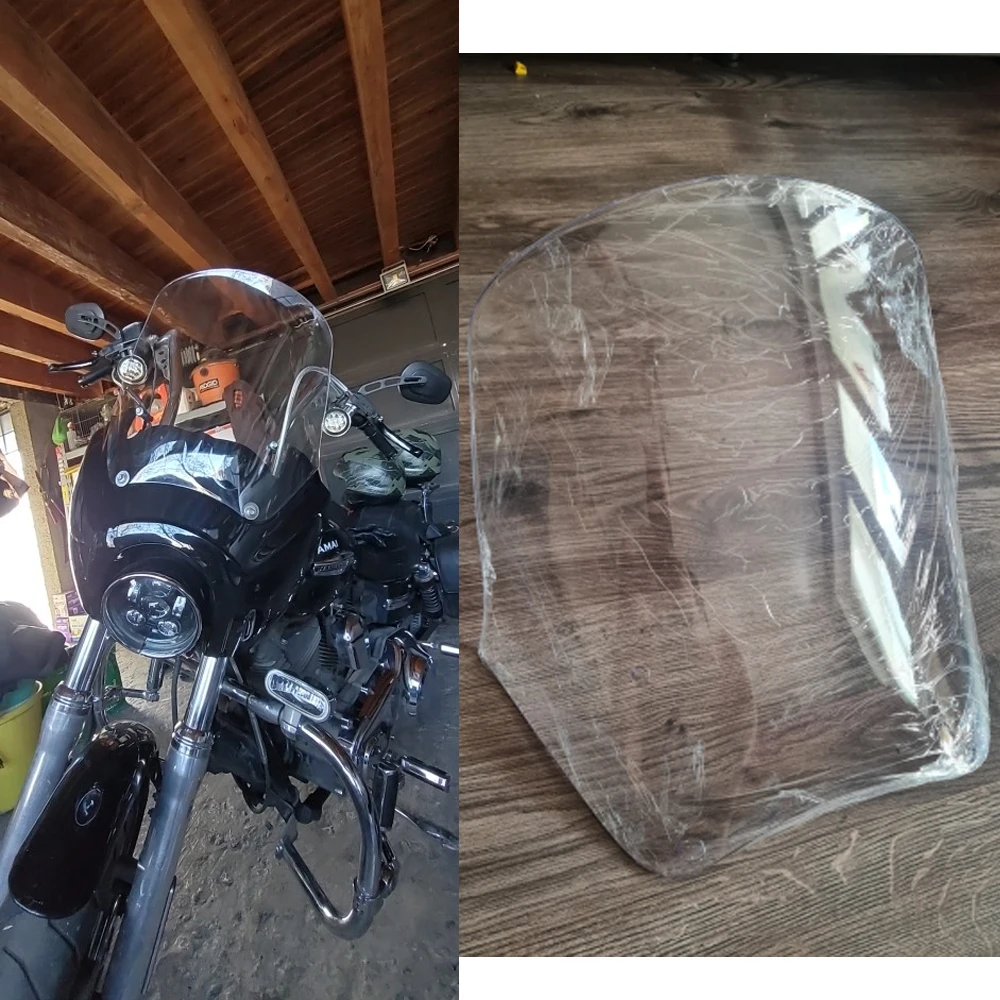 

Motorcycle Windshield Windscreen For Harley Cafe Racer Dyna Street Fat Bob Low Rider FXR FXD 2007-2017 Front Headlight Fairing