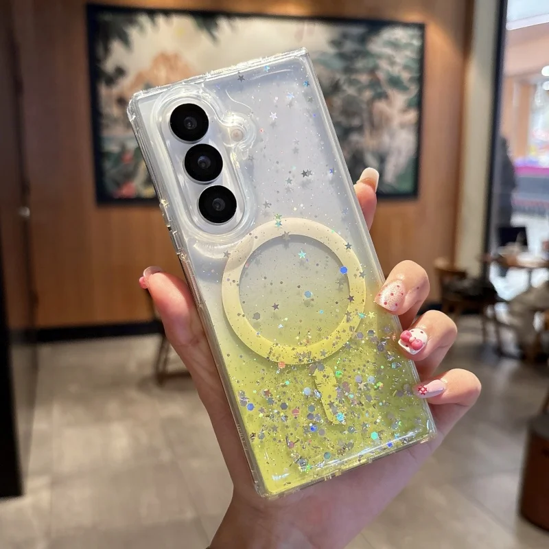 Glitter Star Transparent Magnetic Case with MagSafe Compatibility