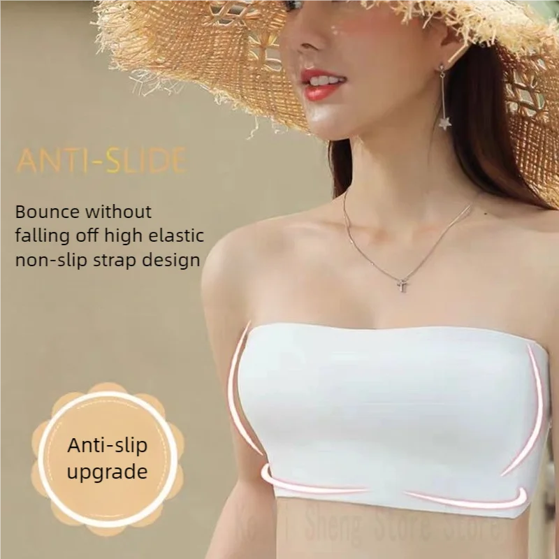 Women Lingerie Bra Strapless anti-slip traceless anti-glare beautiful back bra and underwear for women to wrap around chest