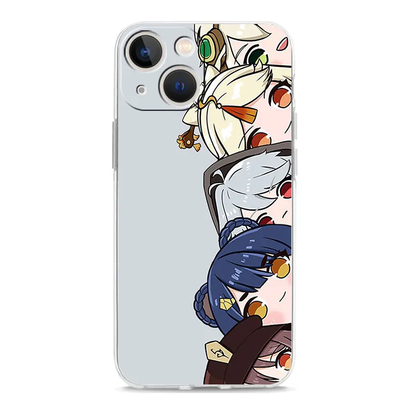 Genshin Impact Anime Cute Phone Case For iPhone 11 13 Pro Max 12 mini SE2 6 7 8 Plus XR XS Max Soft Silicon Clear Cover Coque iphone 13 pro max case clear