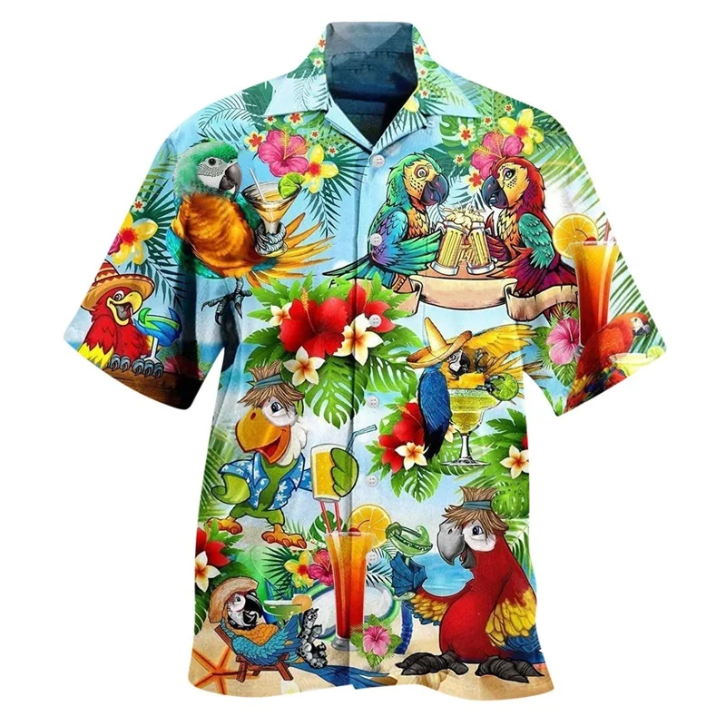 thumbnail image 1 of Camisas y blusas con estampado digital de animales para hombre, camisas casuales de manga corta a la moda para fiestas, playa, sueltas, para hombre, 1 of 5