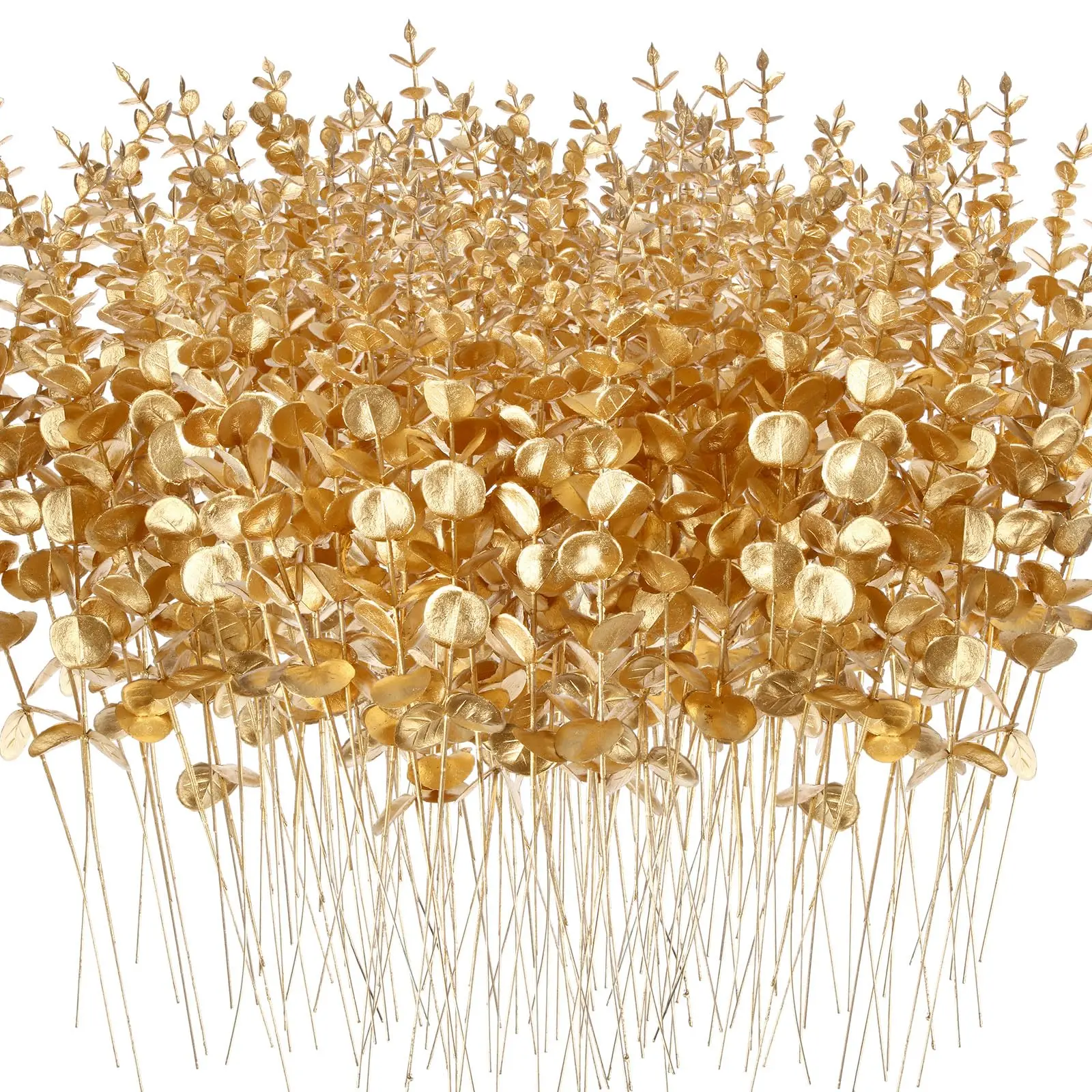 15 Stück künstliche Eukalyptus-Stiele, goldfarben, künstlicher Eukalyptuszweig, Hochzeitsstrauß, DIY-Dekoration, Zuhause, Party, Tisch, Weihnachtsdekoration