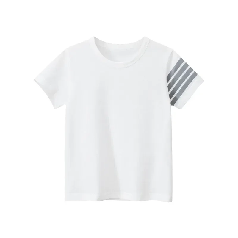 2025 Summer Clothes Children's T-Shirts Boys Striped Short Seleeve T Shirt Girls Short Sleeve O-Neck Cotton Top Kids Outfit 2