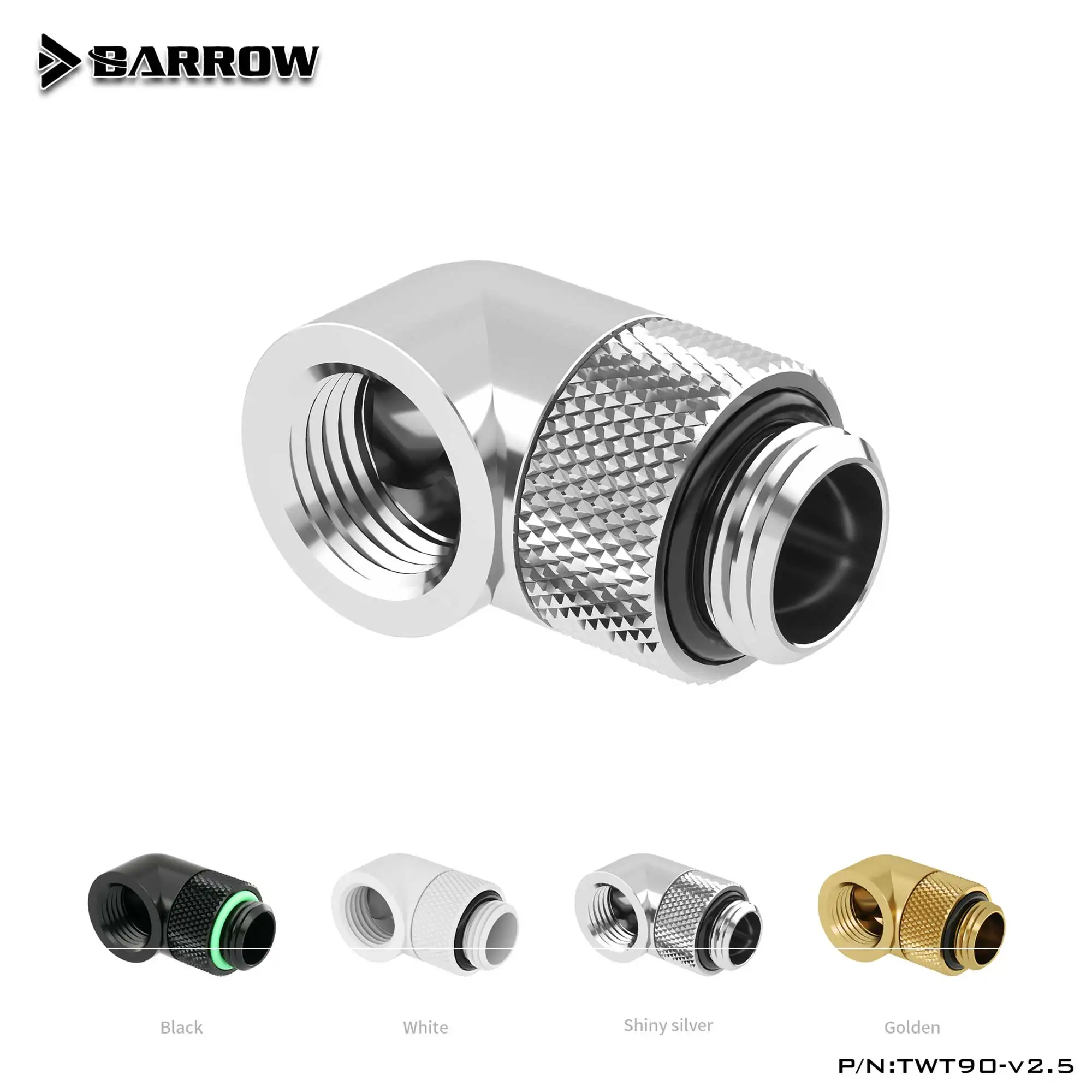 Carrinho de Mão Peças Lote g1 Resfriamento Água 90 Graus Rotativo Adaptador Montagem Rotação 90 Graus Ouro Preto Prata Twt90-v2.5 - Imagem 6