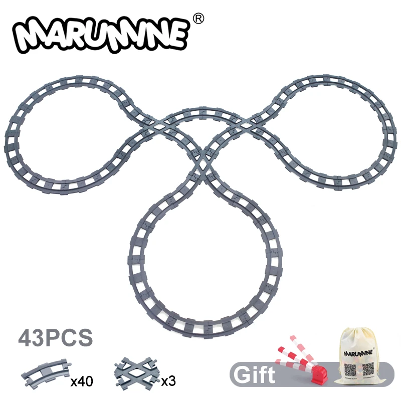 MARUMINE 33-48PCS Big Size Train Track Set Design Railway Classic Building Blocks Construction Street View Assemble Model Kit gundam building kit