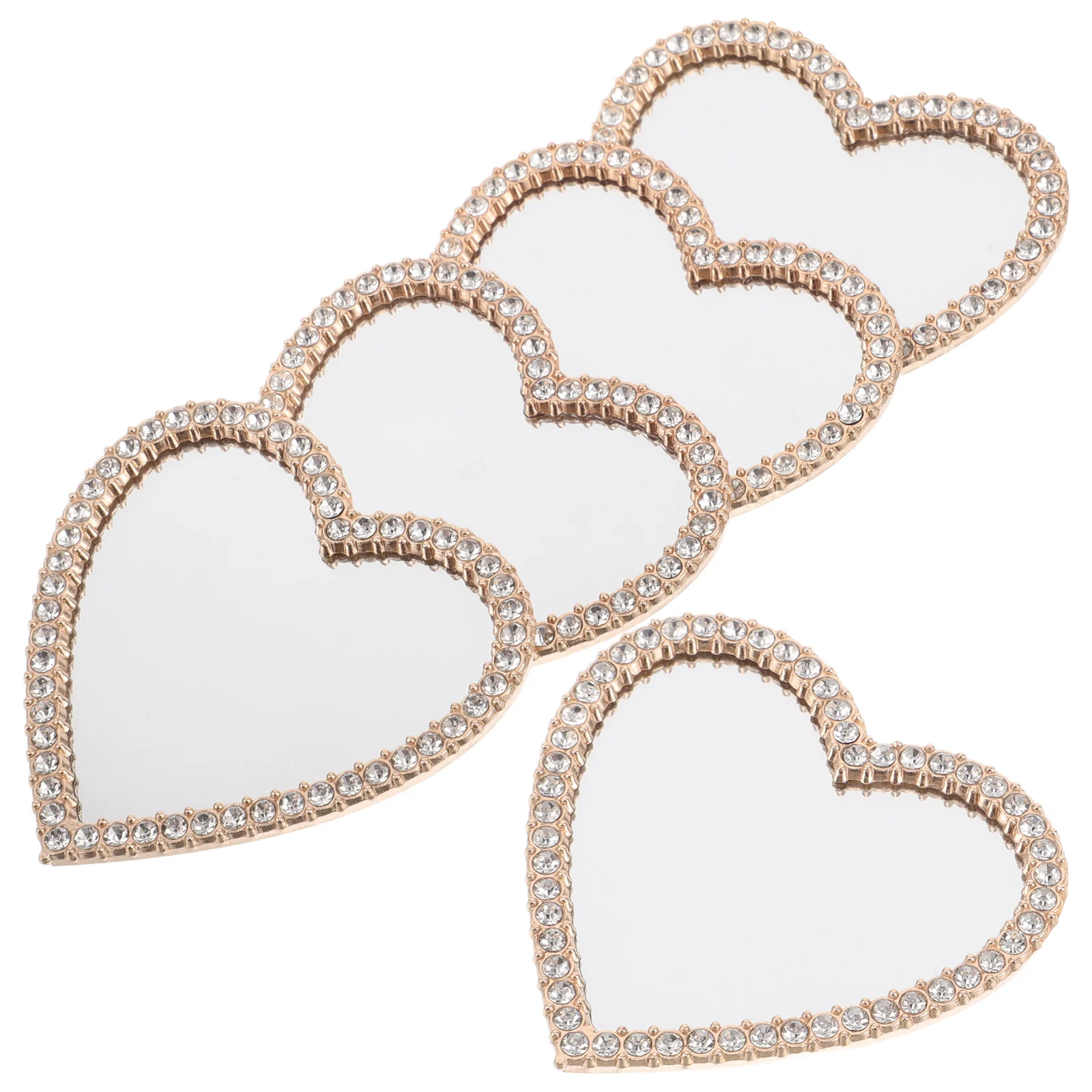 Makeup Mirror Hand Holding Mirror 5 Pcs Mobile Phone Accessories Hand Held Makeup Mirror Heart-shaped Handheld Printed Alloy Cute Mirrors