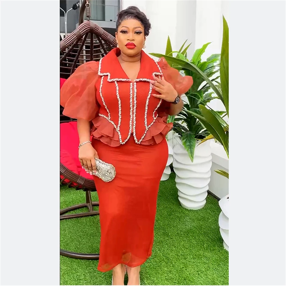 

African Dresses Party Dashiki African Skirt And Top Suit for Women Ankara Gown Outfit 2024 New Plus Size Evening Wedding Clothes