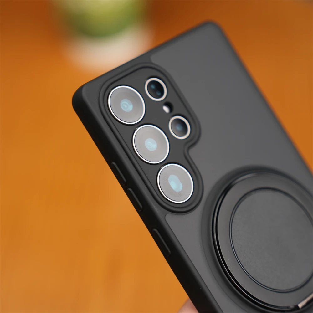 Matte Magnetic Rotating Phone Case with Translucent Cover