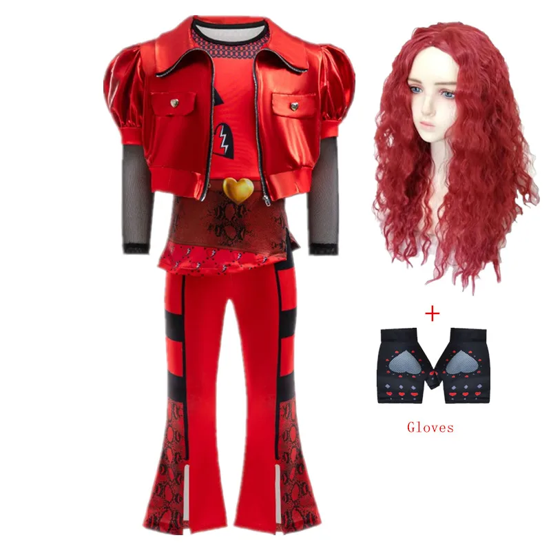 Kids The Rise of Red Costume for Girls Role Red Cosplay Costume Child Fantasia Halloween Clothes Wigs Birthday Party Fancy Dress,kids girls dress