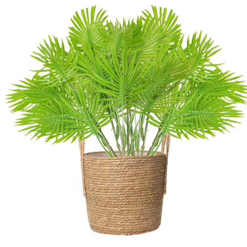 

42cm Fake Palm Plants Artificial Tropical Tree Branch Faux Monstera Plants Leaves Plastic Foliage Indoor for Home Bathroom Decor