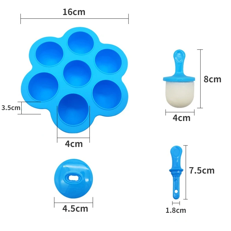 Ice Cream Ice Pops Mold Food Grade Silicone Popsicle Mould Icemaker Baby DIY Food Supplement Tools Fruit Shake Accessories