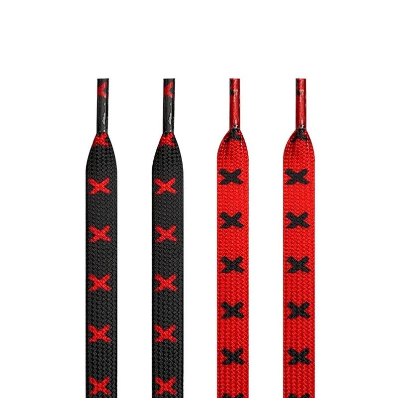 靴ひも,1ペア,黒と赤,ミッドスニーカー,高品質の0.8cm幅,靴ひも