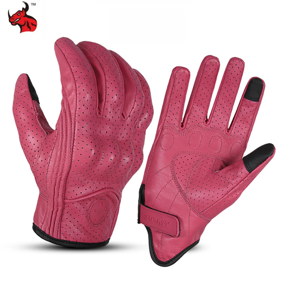 

Мотоциклетные Перчатки из натуральной кожи, винтажные защитные перчатки с закрытыми пальцами, для спорта, сенсорного экрана