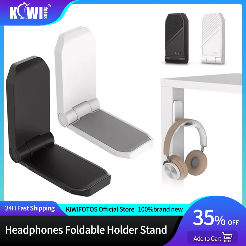 Headphones Foldable Holder Stand Adhesive Wall Mounted Headset Hanger Hook Desk Computer Pc