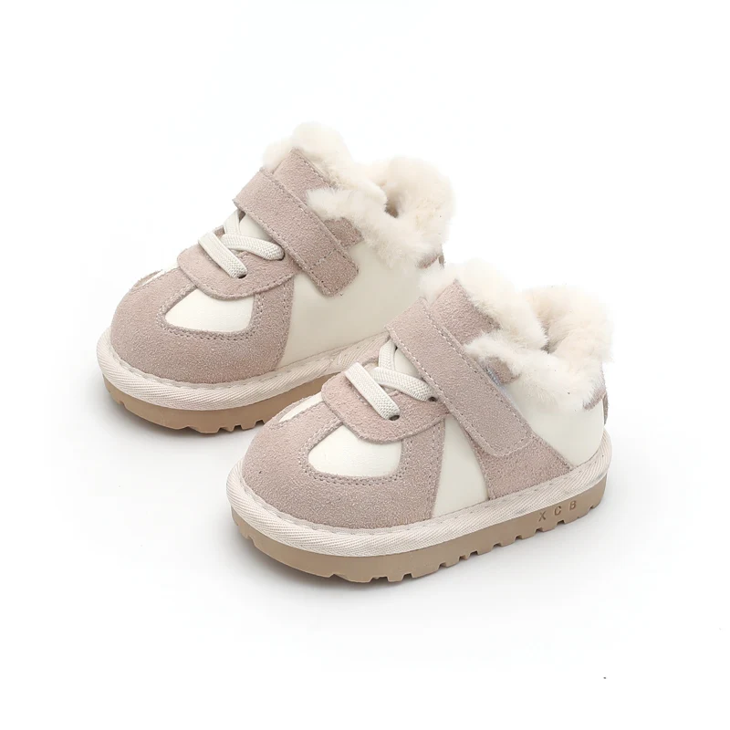New Winter Baby Snow Boots Unisex Leather Boys Shoes Warm Plush Girls Sneakers Outdoor Fashion Toddler Kids Shoes