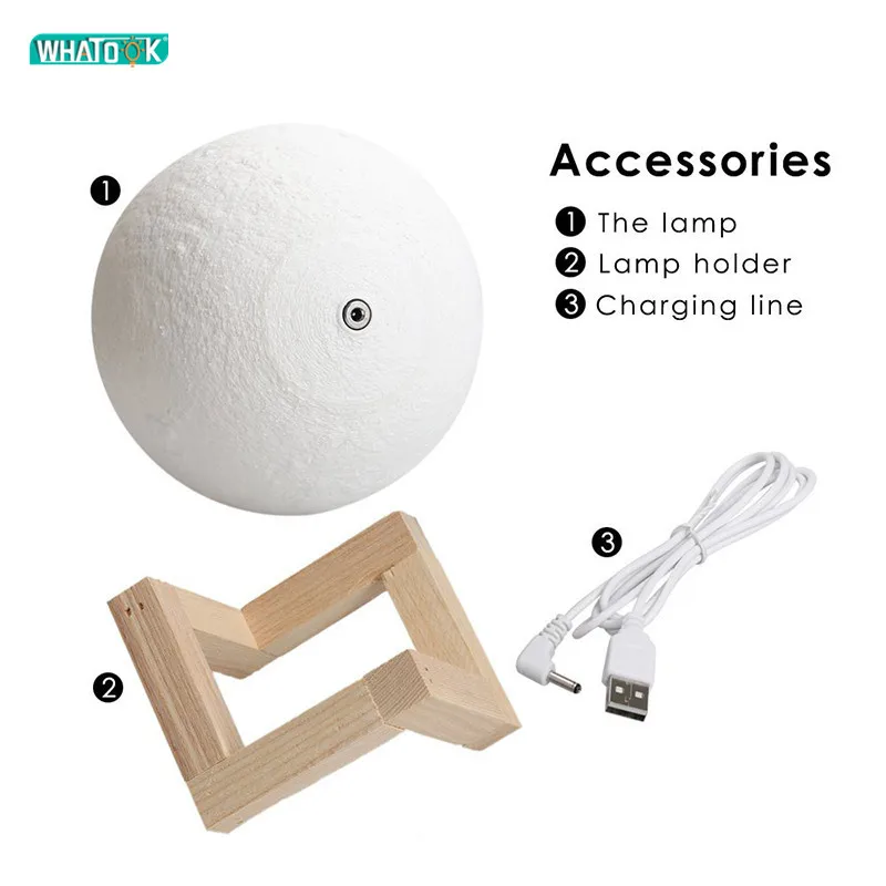 LED Night Light 3D Print Moon Lamp Rechargeable Color Change 3D Light Touch Moon Lamp Children's Lights Night Lamps Dropshipping 5
