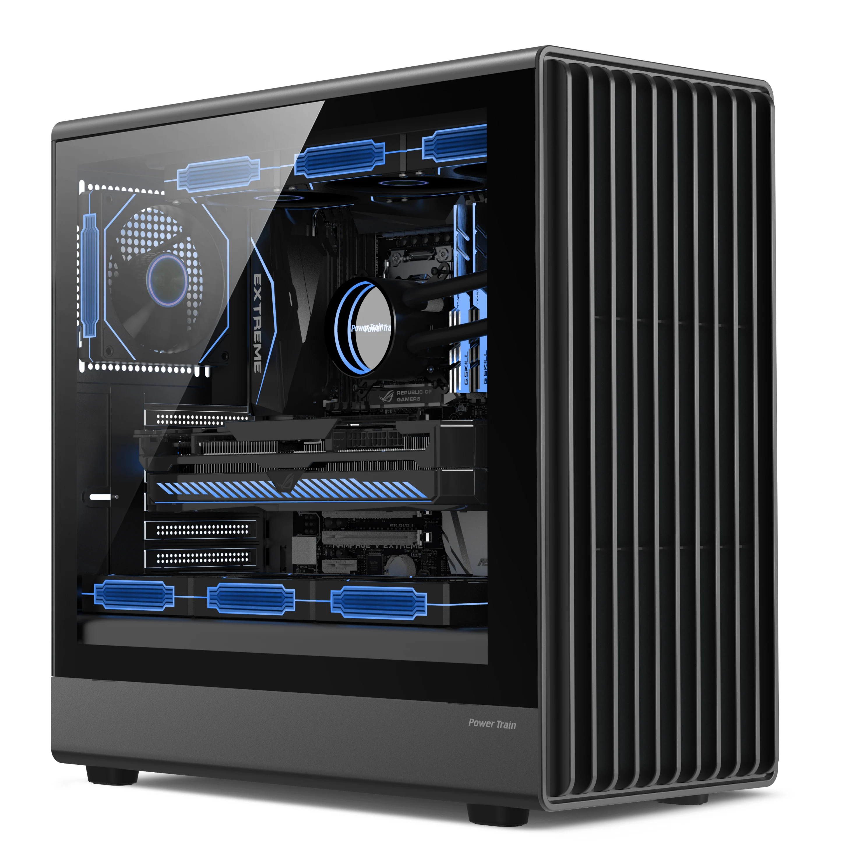 파워트레인 젠지 G3 데스크탑 컴퓨터 ATX 글래스 측면 노출 메쉬 360mm 수냉식 G1 게이밍 컴퓨터 케이스