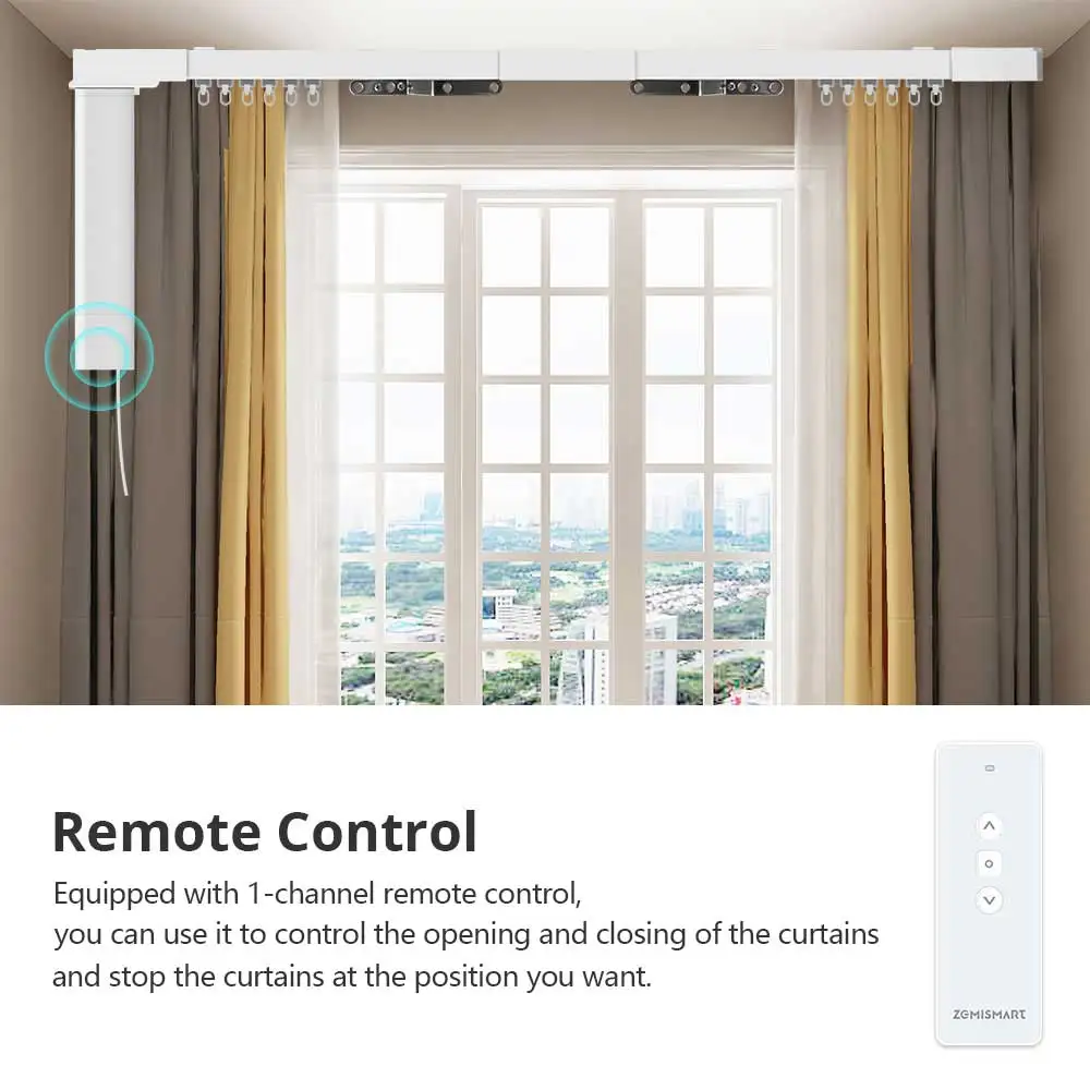 Zigbee Electric Sliding Curtain Motor Built-in Battery with Customized Track Wor