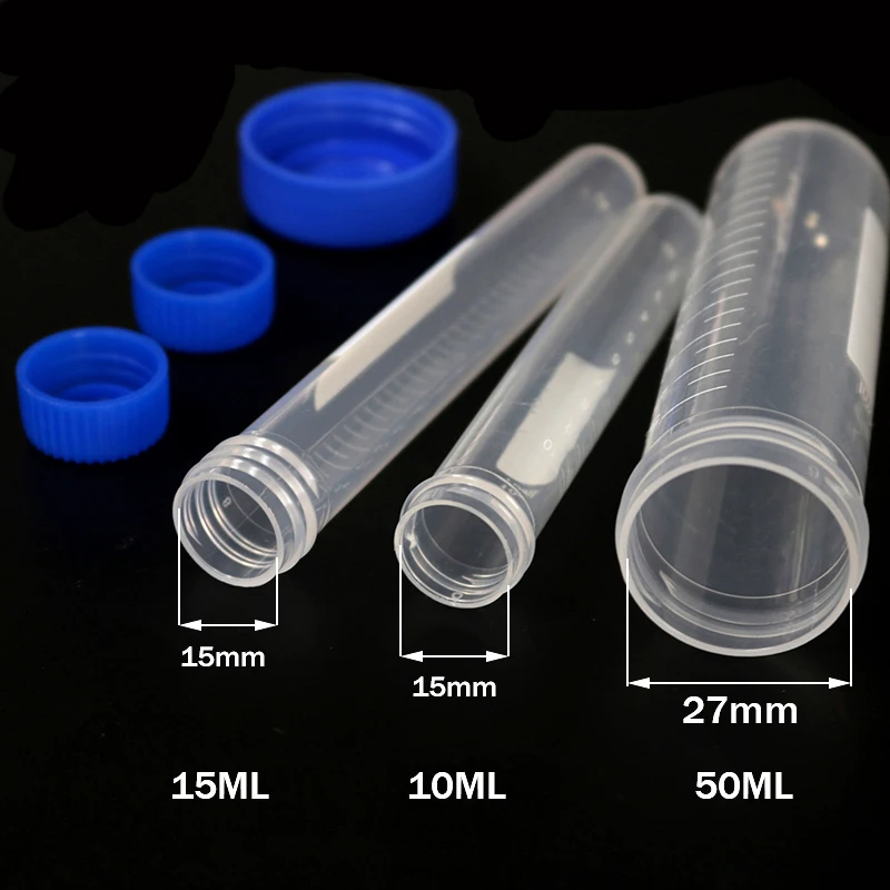 10Pieces50ML15ML10MLLaboratorySampleScrewRoundBottomPlastic