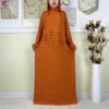 Nouveau Ramadan coton robe femmes recueillir taille Double chapeau Abaya femmes musulmanes ample Maxi caftan dubaï turquie Islam vêtements de prière