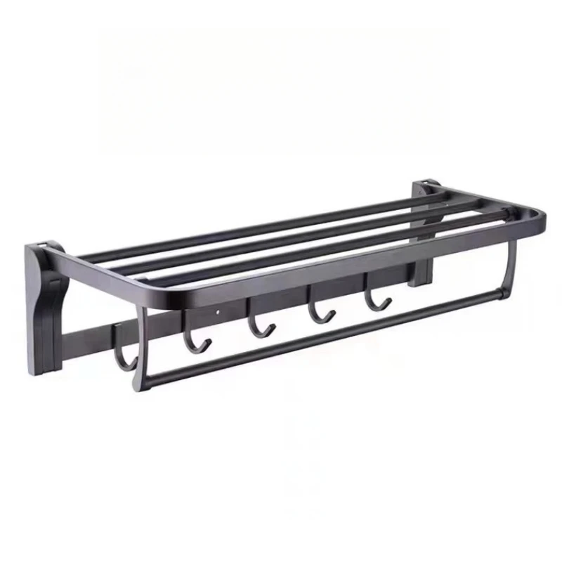 Toilet Shelf Folding Towel Rack Bathroom Pendant PVD Plating Gun Grey Stainless Steel