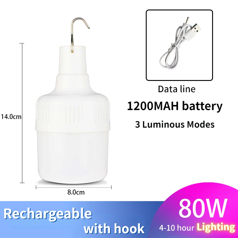 Portable Emergency Lights Rechargeable LED Lantern Adjustable Tent Lamp BBQ fishing Camping Lighting for Patio Porch Garden