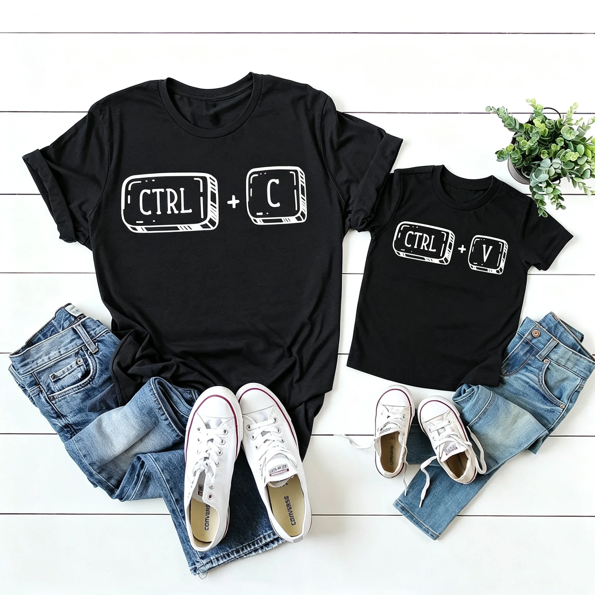 Ctrl C Ctrl V Familien-T-Shirt, T-Shirts für Vater, Mutter und Sohn, Tochter, niedliche Copy-Paste-T-Shirts, passende Familien-Outfits, Oberteile