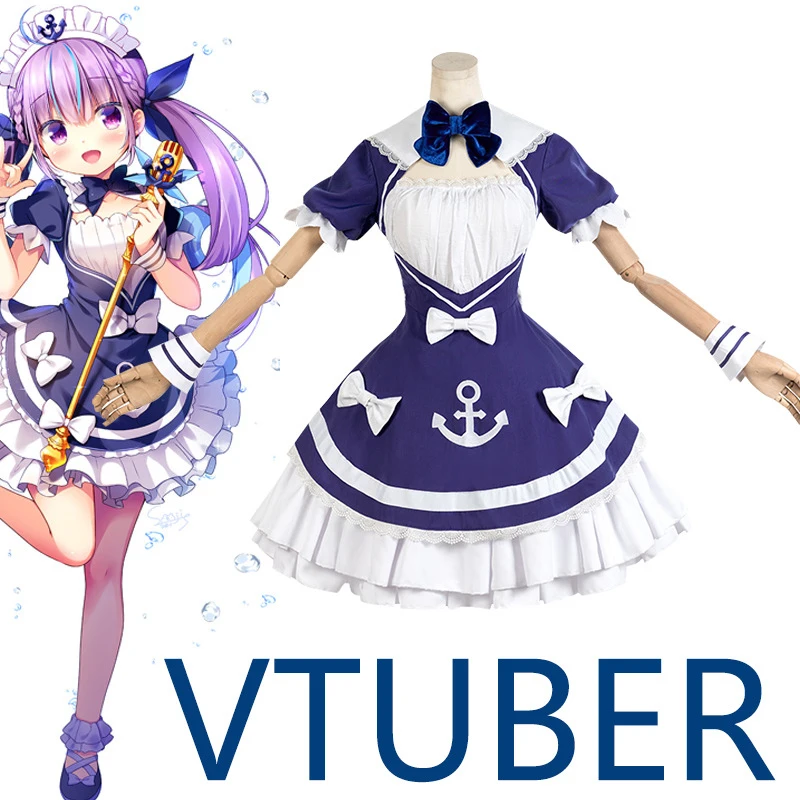 

VTuber Hololive Cosplay Minato Aqua SJ Maid Outfit Uniform Dress Lolita Cute Hollow Out Sailor Suit Costume Halloween Clothes