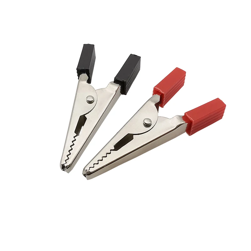 Metal Crocodile Clip Red Black Plastic Handle Alligator Clamps Electronic Test Probe Clips Length 45mm 10Pcs
