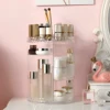 3 Tiers Makeup Organizer 360 Rotating Storage makeup Display Case Large Capacity Cosmetic Storage Display Box Clear for Bathroom 3