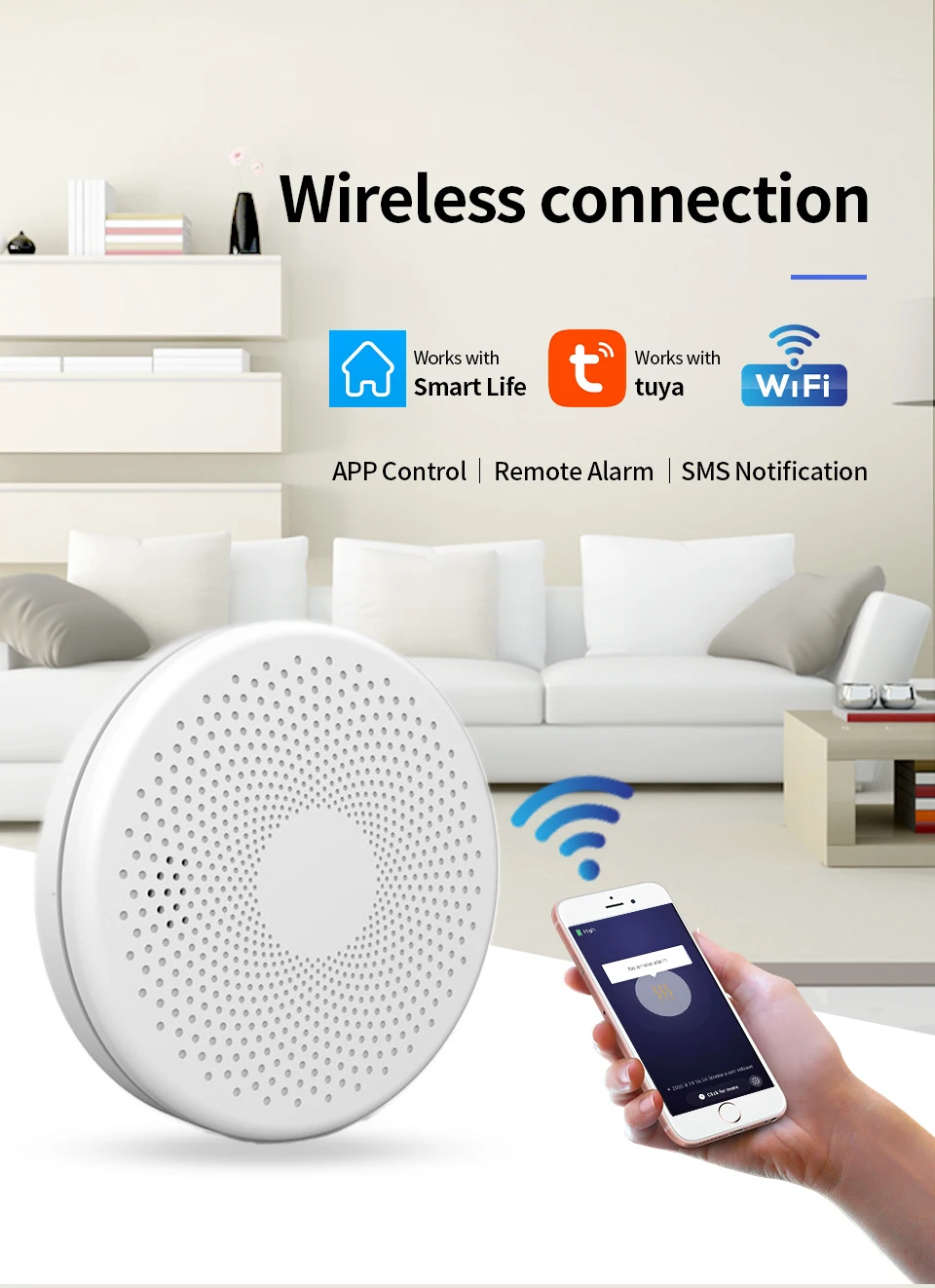 Tuya WiFi  Smoke and Carbon Monoxide Detector APP Control Smart Wireless Combination CO2 in1 Alarms