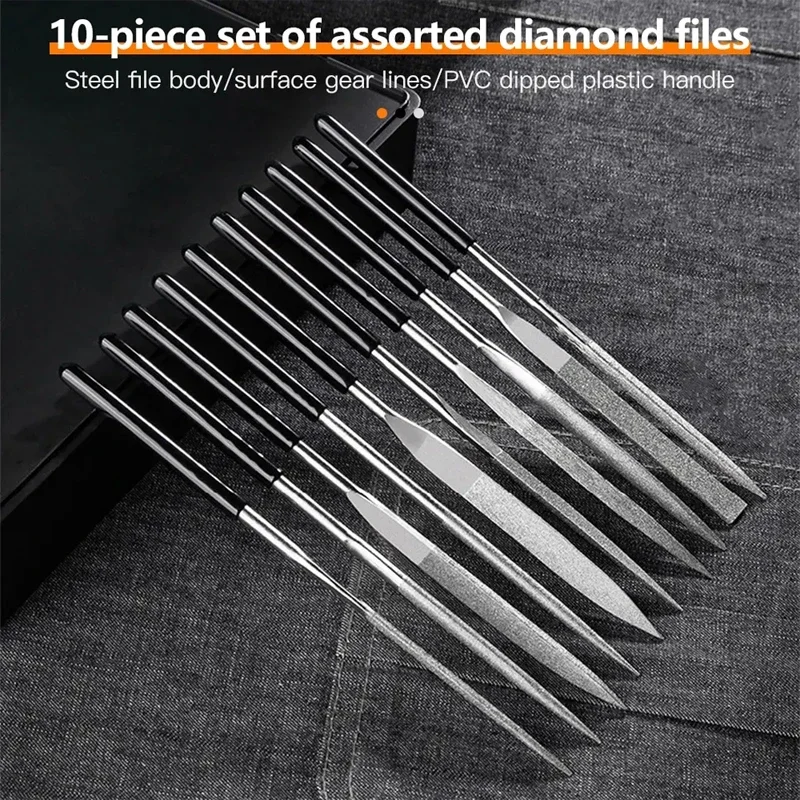 Set di 6 lime ad ago piccole, in metallo e legno, con manico, per metallo, legno, vetro, plastica, pelle, gioielli