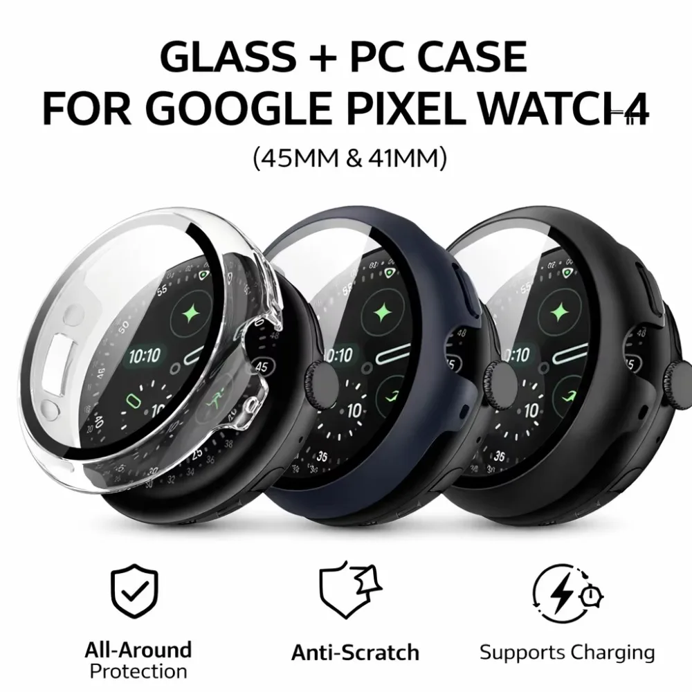 Premium Tempered Glass Protective Shell for Pixel Watch - All-Around Protection & Stylish Bumper Cover