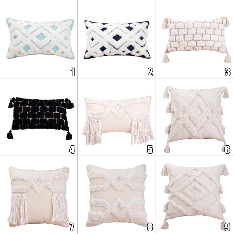 

Moroccan Style Tassels Cushion Cover Nordic Geometric Tuft Handmade Pillow Case Room Sofa Decor Throw Pillowcase
