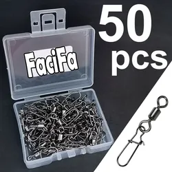 Stainless Steel Fishing Connector Pins with Bearing Rolling Swivel Snap - 50 Piece Set in Storage Box, Premium Fishing Tackle Accessories - Size8 23mm 12kg (50 pcs)