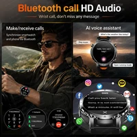 Nouvelle Montre Connectée Militaire 2026 pour Hommes avec Batterie 1400mAh, Lampe Torche Extérieure, Étanchéité 10ATM, Moniteur de Fréquence Cardiaque, Appel Bluetooth et Bracelets Sportifs 4