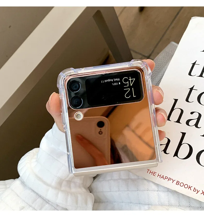 Phone Case Z Flip 6 4 5 Make Up Mirror Case Shockproof Corner Luxury for Samsung Galaxy Z Flip 5 4 3 7 Flip4 Flip6 flip7 Hard Cover