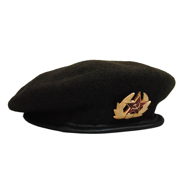 Classic Soviet Special Troops MVD Beret Hat Russian Special Police Wool Headdress for Men 60cm 2