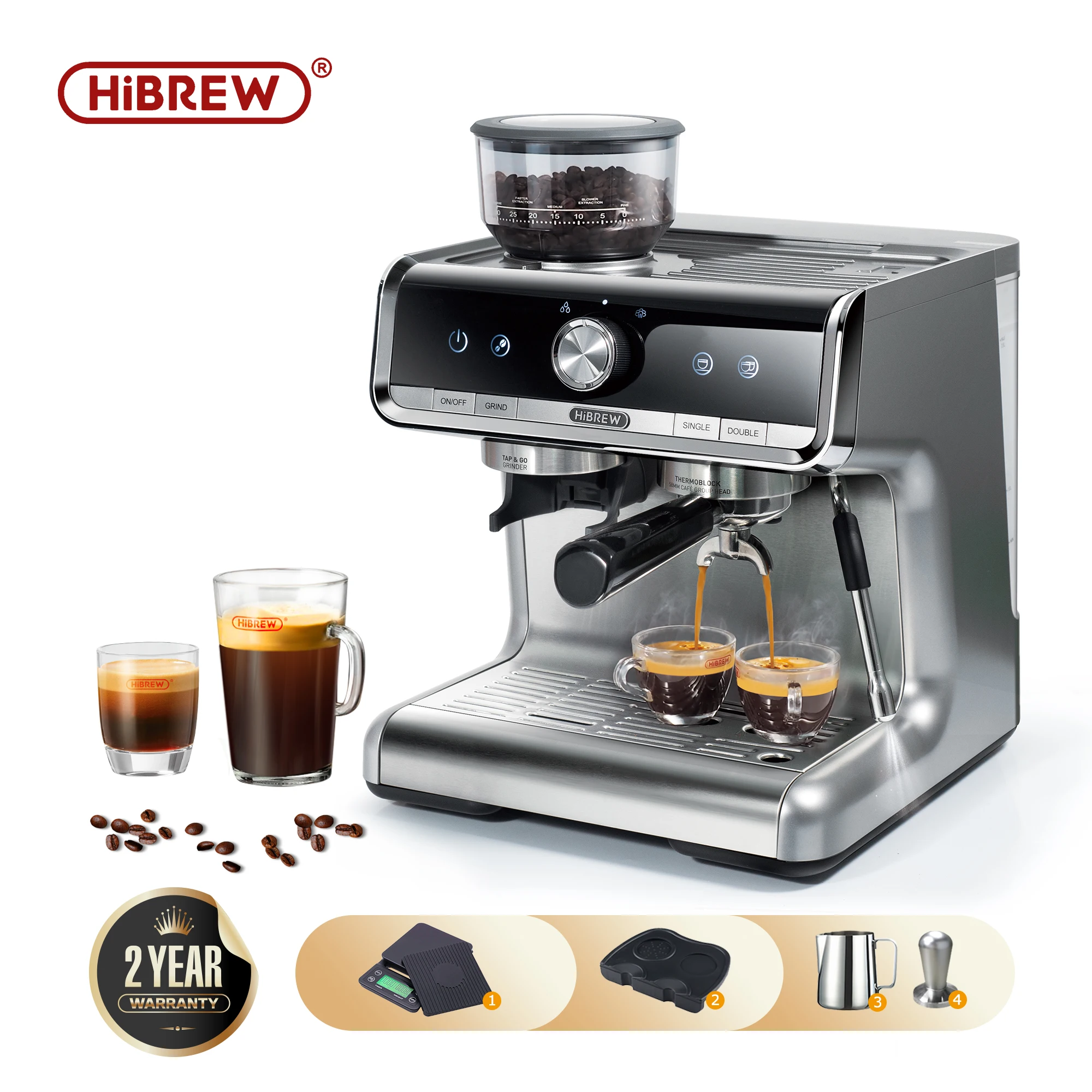 Бариста HiBREW Pro 19Bar для эспрессо, кофемашина коммерческого уровня с полным комплектом для кафе, отеля, ресторана H7